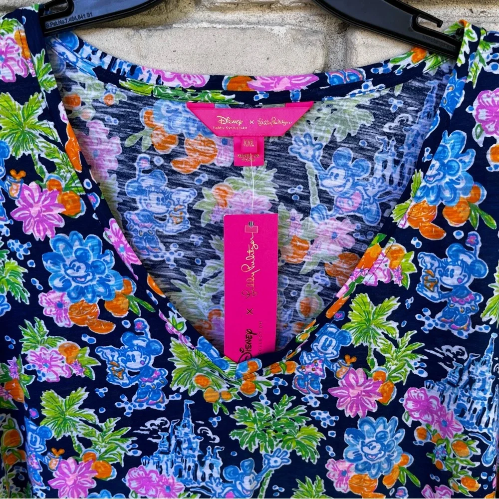 Lilly Pulitzer Etta V neck  Disney Multicolor Disney theme top. - Picture 2 of 4
